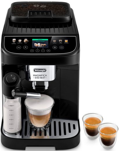 Der Kaffeevollautomat „Magnifica Evo Next“ mit der Modellbezeichnung ECAM310.60.B ermöglicht baristaartigen Kaffee per Touchbedienung und ist in der Farbe Schwarz erhältlich